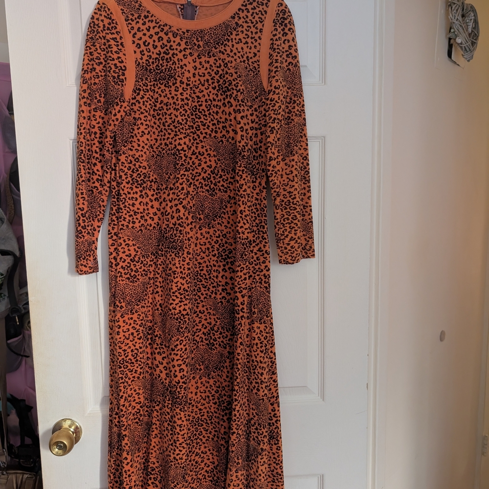 Leopard Print Long Sleeve Dress